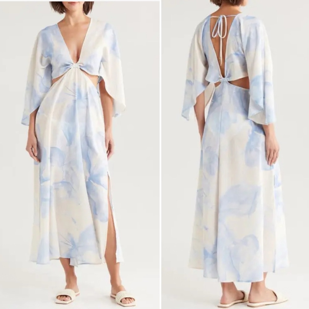 NWT BOAMAR Avalon Floral Light Blue Revolve Cutout Maxi Dress in Blossom Size XL - Picture 3 of 11